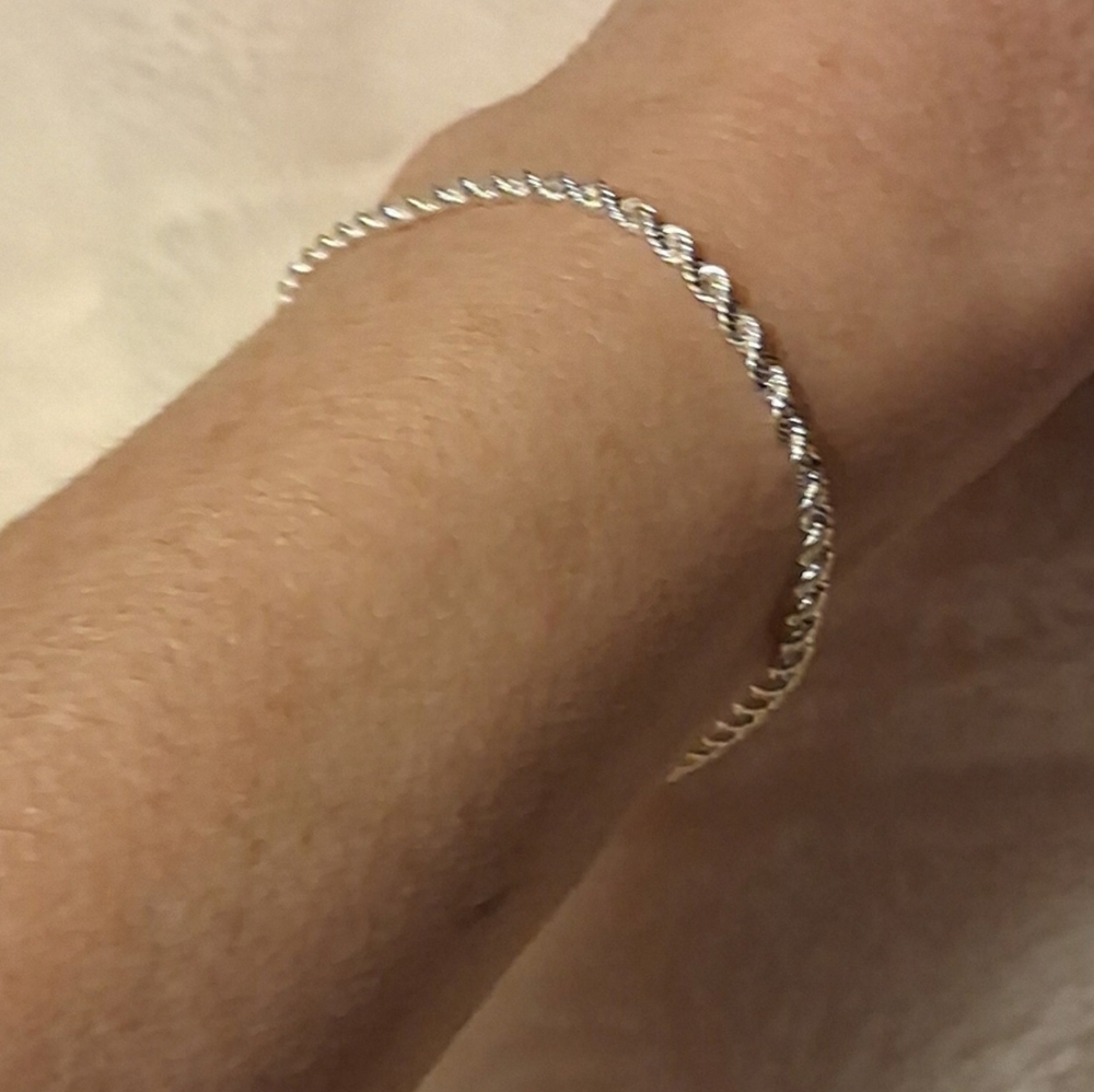 925 ITALIAN Made 7" Sterling Silber Diamond Cut Flex Rope Bracelet.